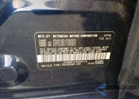 2013 Mitsubishi Lancer Evolution Gsr from USA, damaged, VIN JA32W8FV1DU024118